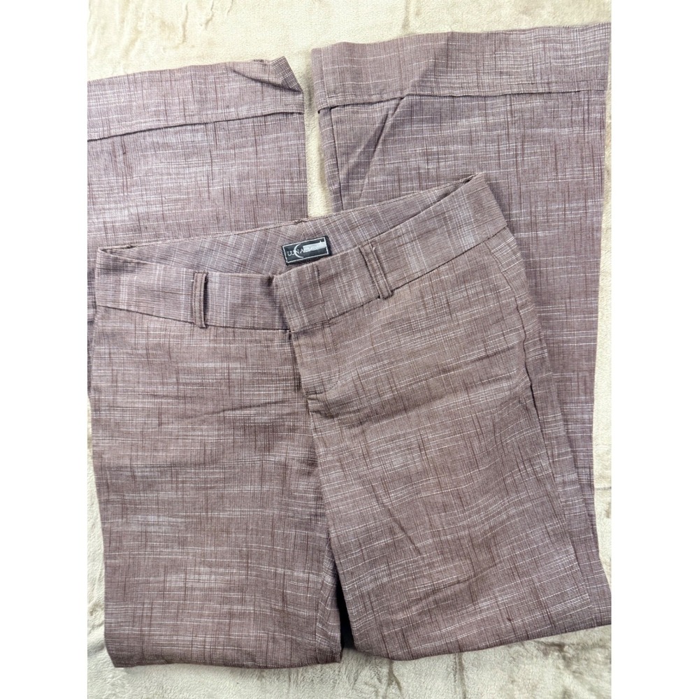 Y2K Luna‎ Moon Womens Brown Textured Flare  Trousers Officecore Dark Acadia